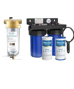 Waterdrop Whole House Water Filter System, 2-Stage 5 Micron WD-WHF21-PG and Waterdrop Mega Spin Down Sediment Filter, Reusable Whole House Water Filter System