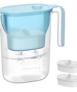 Waterdrop 200-Gallon Long-Life Water Filter Pitcher, NSF Certified Water Purifier, Replaces 6,400 Plastic Water Bottles a Year, Reduces PFOA/PFOS, Chlorine, 7-Cup, Blue, with 2 Filters