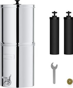 [Silver Ions] Waterdrop 2.25G Gravity-fed Water Filter System, with 2 Black Carbon Filters and Metal Spigot，NSF/ANSI 42&372 Standard, Chlorine Reduction, for Home, Camping, Emergencies