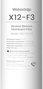 Waterdrop WD-X12-F3 Filter, Replacement for WD-X12-Basic & WD-X12-Alkaline & WD-X12-PRO 1200 GPD Reverse Osmosis System, 24-month Lifetime, Reduce PFAS