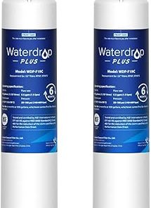 Waterdrop Plus WDP-F19C Replacement for GE® RPWFE®, RPWF (with CHIP) NSF 401 Refrigerator Water Filter, Compatible with WSG-4, GFE28GBLTS, GFE28GSKSS, PFE28KMKES, 2 Filters（Package May Vary）