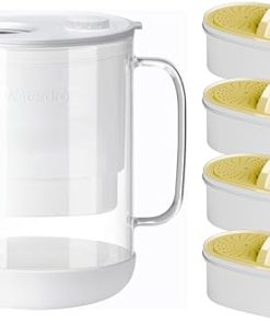 Waterdrop Glass Water Filter Pitcher with 4 Filters, Eco-Friendly, with NSF 53&42&372 Certified Filter, 7-Cup, Reduces PFOA/PFOS, Chlorine, Cadmium, Copper, Mercury, BPA Free, Easy to Clean