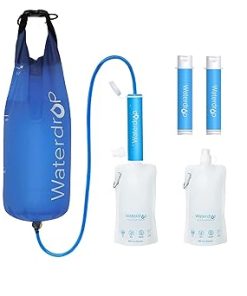 Waterdrop Gravity Water Filter Straw, Camping Water Filtration System, Water Purifier Survival for Travel, Backpacking and Emergency Preparedness, 1.5 gal Bag, 5 Stage Filtration