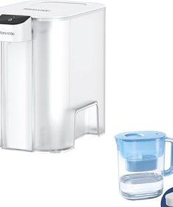 Waterdrop Mega Electric Water Filter Pitcher, Dispenser, 27-Cup, White, with 1 Filter & Waterdrop 200-Gallon Long-Life Lucid 10-Cup Water Filter Pitcher, Blue, with 1 Filter