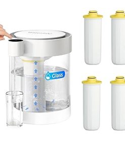 Waterdrop Glass Rechargeable Water Filter Dispenser with 4 Filters, Reduce 70+ Contaminants, Soften Water