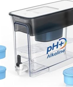 Waterdrop Slim Alkaline Water Filter Dispenser, Large 35-Cup, Up to PH 9.5, Healthy, Clean & Toxin-Free Mineralized Alkaline Water, 3 Filters Included