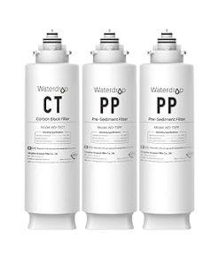 Waterdrop Undersink Replacement Water Filter, 2PP+CT, Replacement for TSU-W, TSC 3-Stage Under Sink Water Filter System