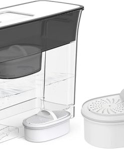 Waterdrop Slim Water Filter Dispenser, Large 35-Cup, 200-Gallon Long-Life, 5X Times Lifetime, Reduces Chlorine and More, BPA Free, Black (2 Filter Included)