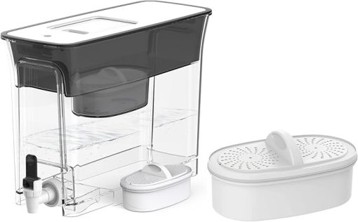 Waterdrop Slim Water Filter Dispenser, Large 35-Cup, 200-Gallon Long-Life, 5X Times Lifetime, Reduces Chlorine and More, BPA Free, Black (2 Filter Included)