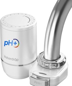 [Alkaline] Waterdrop Water Filter for Sink Faucet, Filter Life Reminder, 320 Gallon Tap Water Filter for Kitchen Sink, NSF Certified Reduces Chlorine, Faucet Mount Water Filtration System, 1 Filter