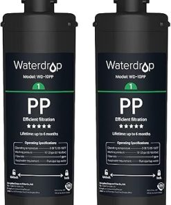 Waterdrop WD-10PP Under Sink Water Filter, Replacement for Waterdrop TSA & TSB &TSB-CM 3-stage Under Sink Water Filter System, Pack of 2
