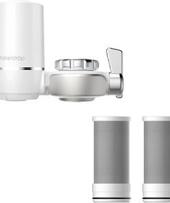 Waterdrop Water Filter for Sink Faucet, NSF Certified Water Purifier, 640 Gallon Tap Water Filter for Kitchen Sink, Reduces Chlorine, Lead-Free Material, Faucet Mount Water Filtration System, 2 Filter
