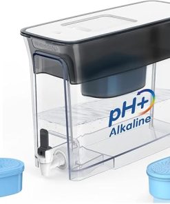 Waterdrop Slim Alkaline Water Filter Dispenser, Large 35-Cup, Up to PH 9.5, Healthy, Clean & Toxin-Free Mineralized Alkaline Water, 2 Filters Included