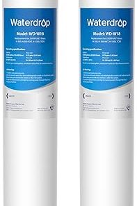 Waterdrop H-300 Under Sink Water Filter, 24000 Gallons, Replacement Cartridge for Everpure H-300, H-300-NXT, 7CB5, EV9270-71, EV9270-72, EV9618-11, EV9855-50, EV9282-01, Pack of 2