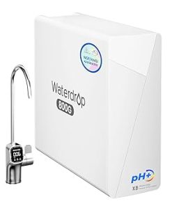 Waterdrop X8-Alkaline Mineral pH+ Tankless Reverse Osmosis System, NSF/ANSI 42&58&372 Certified, 800 GPD RO Water Filter, 10-Stage Filtration UnderSink RO System, 2:1 Pure to Drain, BPA Free