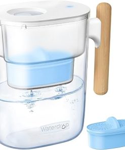Waterdrop Alkaline Chubby 10-Cup Large Water Filter Pitcher with 2 Filters, Healthy, Clean & Toxin-Free Mineralized Alkaline Water (100 Gallons), Up to PH 9.5, BPA Free 2