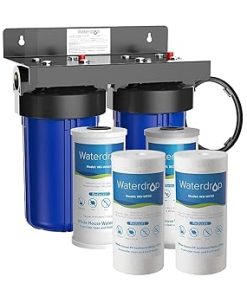 Waterdrop Whole House Water Filter System, Reduce Iron & Manganese, 2-Stage WD-WHF21-FG, 1" Inlet/Outlet and Waterdrop Whole House Sediment Water Filter, 10" x 4.5"