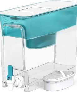 Waterdrop Slim Water Filter Dispenser, Large Capacity, 35-Cup Water Filter Pitcher, 200-Gallon Long-Life, 5X Lifetime, Reduces Chlorine, PFOA/PFOS and More, BPA Free, Turquoise (with 1 Filter)