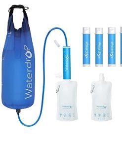 Waterdrop Gravity Water Filter Straw, Camping Water Filtration System, Water Purifier Survival for Travel, Backpacking and Emergency Preparedness, 1.5 gal Bag, 5 Stage Filtration