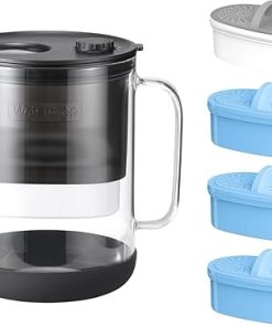Waterdrop Glass Water Filter Pitcher with 1 Filter, NSF 53&42&372 Certified Filter, 7-Cup, and Replacement Alkaline Filters for All Waterdrop Pitcher and Dispenser Filtration System (Pack of 3)