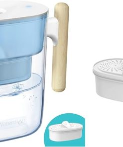 Waterdrop 200-Gallon Long-Life Chubby 10-Cup Water Filter Pitcher with 2 Filters, NSF Certified, 5X Times Lifetime, Reduces Fluoride, Chlorine and More, BPA Free, Blue