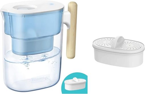 Waterdrop 200-Gallon Long-Life Chubby 10-Cup Water Filter Pitcher with 2 Filters, NSF Certified, 5X Times Lifetime, Reduces Fluoride, Chlorine and More, BPA Free, Blue