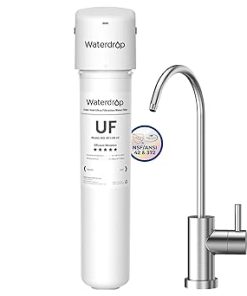 Waterdrop 15UBW-UF 0.01 μm Ultra Filtration Under Sink Water Filter System for Baçtёria Reduction, Reduces Lead, Chlorine, Bad Taste & Odor, 16K Gallons, with Dedicated Brushed Nickel Faucet, USA Tech