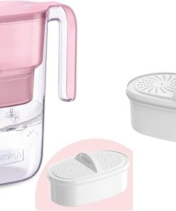 Waterdrop 200-Gallon Long-Life Elfin 7-Cup Water Filter Pitcher with 2 Filters, NSF Certified, 5X Times Lifetime, Reduces Fluoride, Chlorine and More, BPA Free, Pink