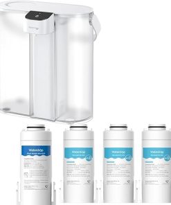 Waterdrop Compact Electric Water Filter Pitcher, Dispenser, 200-Gallon, 5X Times Long-Life Water Filter for Fridge, Reduce PFAS, Chlorine, Lead, 14-Cup, White, with 1 Filter & 3 Alkaline Filters
