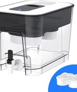 Waterdrop 40 Cup Dual Filter Dispenser, 8X Faster Filtration, 400-Gallon Lifespan, Water Filter Dispenser for Home/Office, 2 Replacements, 10X Longer Lifetime, Reduces Chlorine, PFOA/PFOS, Black