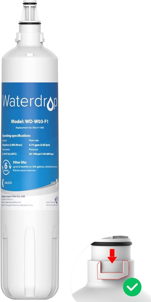 Waterdrop F-1000,4204490 Water Filter, Replacement for Sub-Zero® 4204490, 4290510, InSinkErator® F-1000 F-2000 F-3000 Filter and AquaPure AP Easy C-Complete, Subzero Water Filter,NSF/ANSI 42