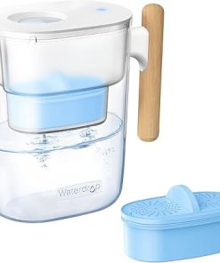 Waterdrop Alkaline Chubby 10-Cup Large Water Filter Pitcher with 2 Filters, Healthy, Clean & Toxin-Free Mineralized Alkaline Water (100 Gallons), Up to PH 9.5, BPA Free