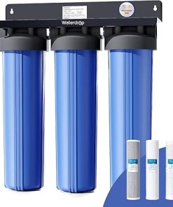 Waterdrop 3-Stage Whole House Water Filter System,with Carbon Filter&Sediment Filter,7-Stage Filtration Highly Reduce Lead,Chlorine,Odor and Taste,5 Micron WHF3T-PG,1" Inlet/Outlet