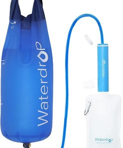 Waterdrop Gravity Water Filter Straw, Camping Water Filtration System, Water Purifier Survival for Travel, Backpacking and Emergency Preparedness, 1.5 gal Bag, 0.1 Micron, 5 Stage Filtration, Blue