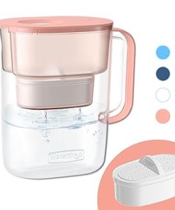 Waterdrop Water Filter Pitcher with 1 Filter, 200-Gallon Long-Life, 10-Cup Large Water Filter Pitcher, NSF Certified, 5X Times Lifetime, Reduces PFOA/PFOS, Chlorine, Pink