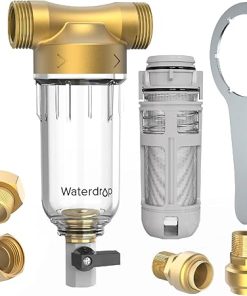 Waterdrop 40-50 Micron Spin Down Sediment Filter, Backwash Whole House Water Filter System for Well/City Water