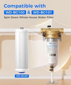 Waterdrop 5 Micron Sediment Water Filter Replacement Cartridge for WD-BG101 Mega Spin Down Whole House Water Filter System, 10″ x 3″ PP Cotton Filter Replacement Cartridge Pack of 4 2