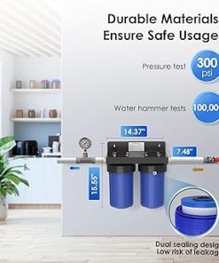 Waterdrop Whole House Water Filter System, 2-Stage 5 Micron WD-WHF21-PG and Waterdrop Mega Spin Down Sediment Filter, Reusable Whole House Water Filter System 2