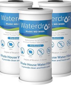 Waterdrop FXHTC Whole House Carbon Water Filter, Replacement for GE® FXHTC, GXWH40L, GXWH35F, Culligan® RFC-BBSA, American Plumber W10-PR, W10-BC, WRC25HD, 10" x 4.5" Cartridge, 5 Micron, Pack of 3