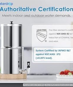 Waterdrop Gravity-fed Water Filter System, Reduces Lead and up to 99% of Chlorine, NSF/ANSI 42&372 Standard, with 2 Black Carbon Filters and Metal Spigot 2