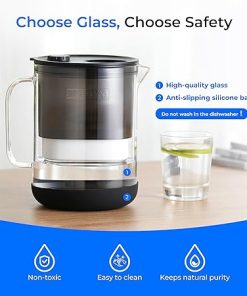 Waterdrop Glass Water Filter Pitcher with 1 Filter, NSF 53&42&372 Certified Filter, 7-Cup, and Replacement Alkaline Filters for All Waterdrop Pitcher and Dispenser Filtration System (Pack of 3) 2