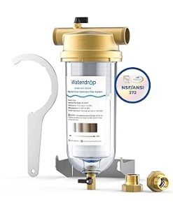 Waterdrop Mega Spin Down Sediment Filter, Reusable Whole House Water Filter System, Backwash Sediment Water Filter Double System 100 Micron+5 Micron PP Filter, BPA Free, 1" MNPT + 3/4" FNPT