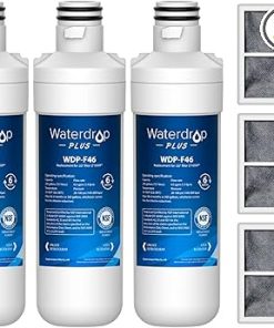 Waterdrop Plus LT1000PC ADQ747935 NSF 401 Refrigerator Water Filter and Air Filter, Reduce PFAS, Replacement for LG® LT1000P®, LRFWS2906V, LRMVS3006S, LMWS27626 and LT120F®, 3 Combo (Package May Vary)