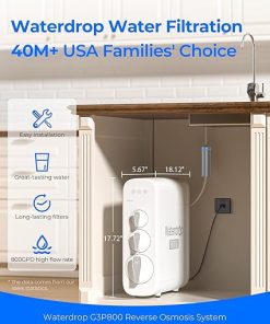 Waterdrop G3P800 Reverse Osmosis System, 800 GPD Fast Flow, NSF/ANSI 42 & 53 & 58 & 372 Certified, 3:1 Pure to Drain, Tankless Under Sink RO Water Filter System, LED Purifier, Smart Faucet 2