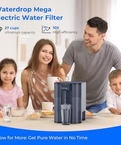 Waterdrop Large 27-Cup Mega Electric Water Filter Dispenser, 200-Gallon Rechargeable Instant Pitcher, NSF/ANSI 42&53&401&372, Reduce PFAS, Lead, Chlorine, with 1 Filter, Blue, Does not Lower TDS 2