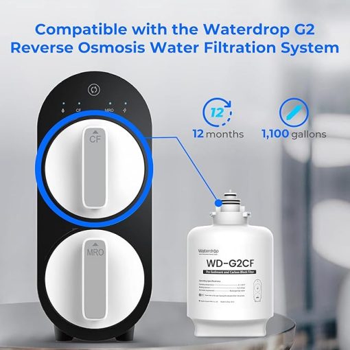 Waterdrop WD-G2CF Filter, Replacement for WD-G2-W, WD-G2-B, WD-G2P600-W Reverse Osmosis System,12-Month Lifetime - Image 2