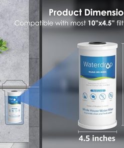 Waterdrop FXHTC Whole House Carbon Water Filter, Replacement for GE® FXHTC, GXWH40L, GXWH35F, Culligan® RFC-BBSA, American Plumber W10-PR, W10-BC, WRC25HD, 10″ x 4.5″ Cartridge, 5 Micron, Pack of 3 2