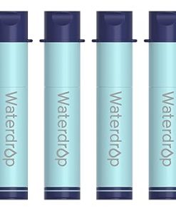 Waterdrop Water Filter Straw, Water Purifier Survival for Camping, Travel, Backpacking and Emergency Preparedness, Water Filtration System Survival, 4 Pack, Light Blue