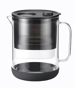 Waterdrop Glass Water Filter Pitcher with 1 Filter, Eco-Friendly, with NSF 53&42&372 Certified Filter, 7-Cup, Reduces PFOA/PFOS, Chlorine, Cadmium, Copper, Mercury, BPA Free, Easy to Clean, Black