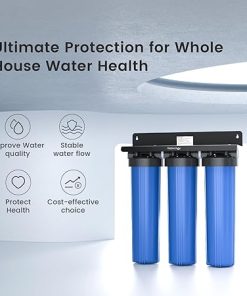 Waterdrop 3-Stage Whole House Water Filter System,with Carbon Filter&Sediment Filter,7-Stage Filtration Highly Reduce Lead,Chlorine,Odor and Taste,5 Micron WHF3T-PG,1″ Inlet/Outlet 2